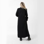 Stylish Long Black Wool Coat with Leather - Image 18